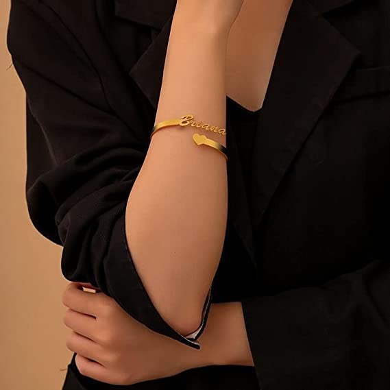 NAME BANGLE WITH HEART