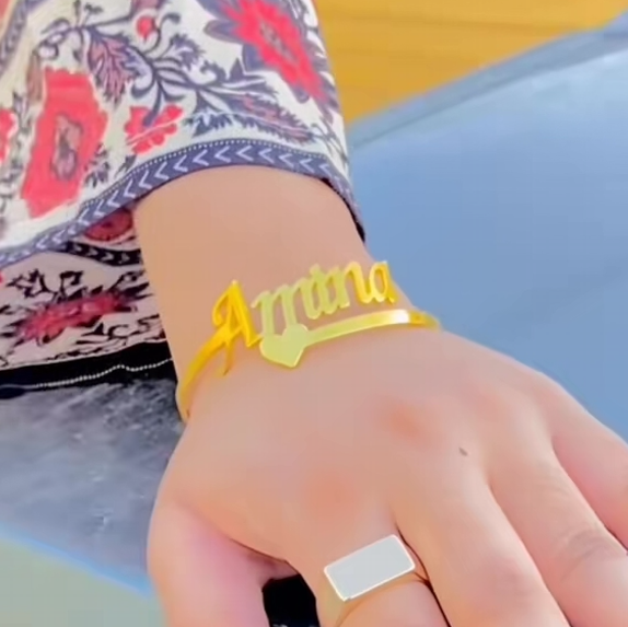 NAME BANGLE WITH HEART