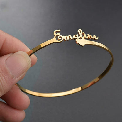 NAME BANGLE WITH HEART