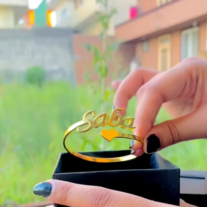 NAME BANGLE WITH HEART