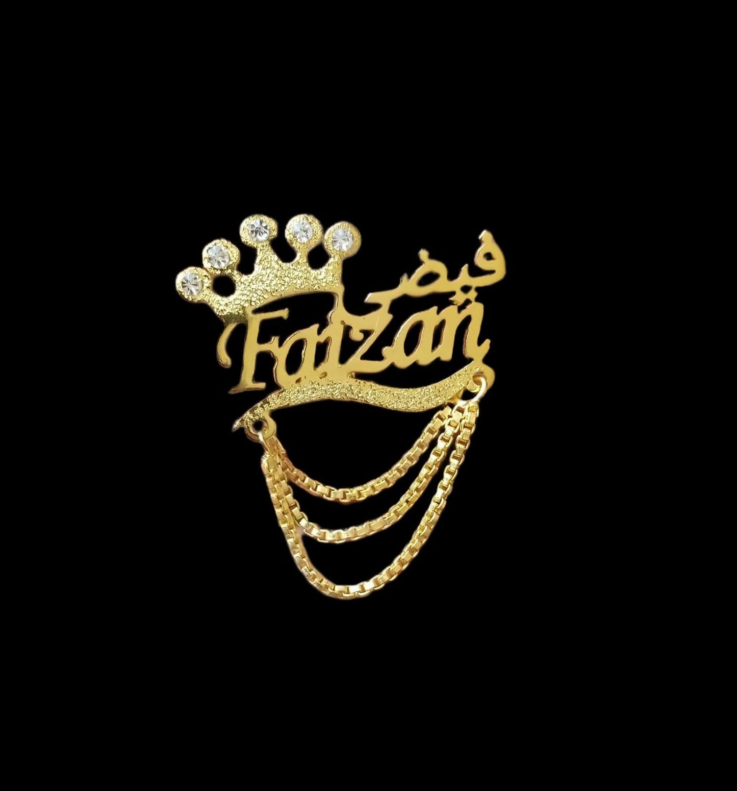 Customized Name Cufflink with Crown & Chain