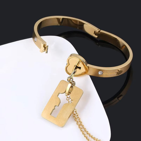 Locking Love Bracelet with Necklace 925 Silver