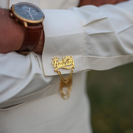 Customized Cufflink With Mustache & Crown