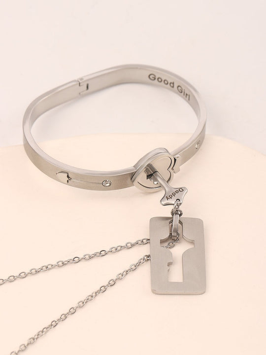 Locking Love Bracelet with Necklace 925 Silver