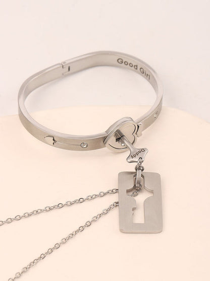 Locking Love Bracelet with Necklace 925 Silver