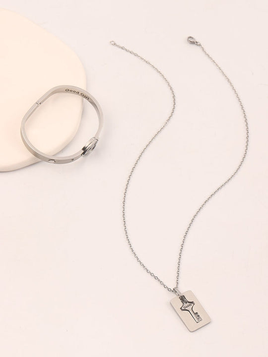 Locking Love Bracelet with Necklace 925 Silver