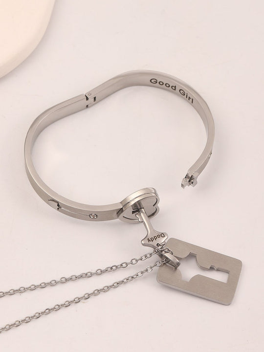 Locking Love Bracelet with Necklace 925 Silver