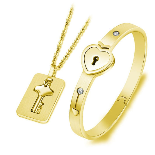 Locking Love Bracelet with Necklace 925 Silver