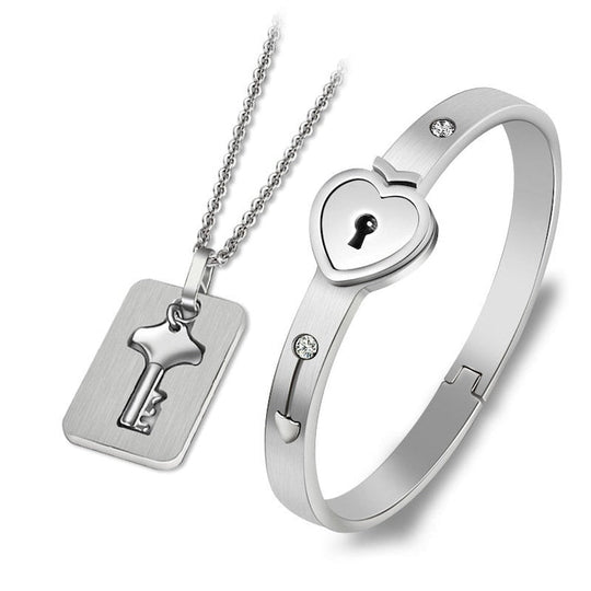 Locking Love Bracelet with Necklace 925 Silver