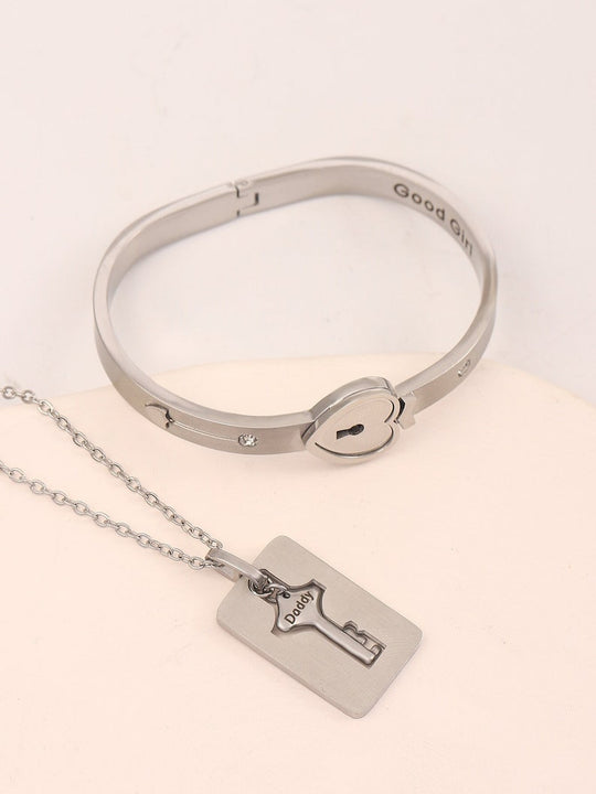 Locking Love Bracelet with Necklace 925 Silver